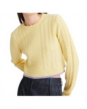 Matthew Bruch Cable Knit Crew Neck Sweater - Yellow