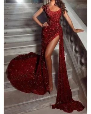 Portia and Scarlett One Shoulder Sequin Dress - Brown