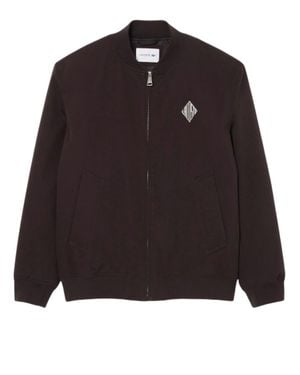 Lacoste Refined Waterproof Bomber Jacket With Technical Details - Black