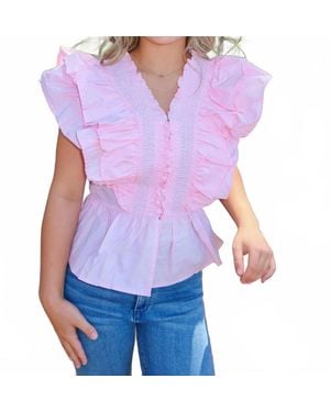 Bucketlist Blushing Ruffle Blouse - Purple