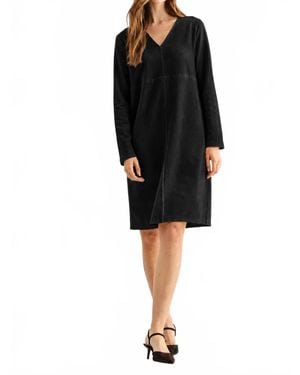 Joh Aurora Suede V-Neck Dress - Black