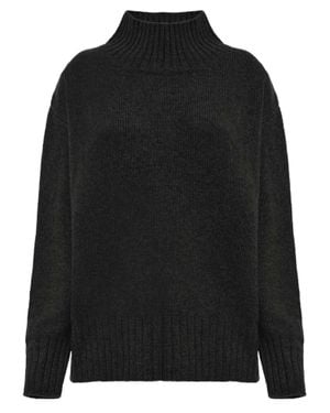 Malo Cashmere Sweater With Ribbed Turtleneck And Long Sleeves - Black