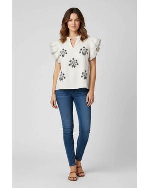 She + Sky Woven Ruffled Top - Blue