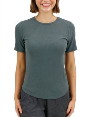 Grace and Lace Essential Ribbed Short Sleeve Tee - Blue