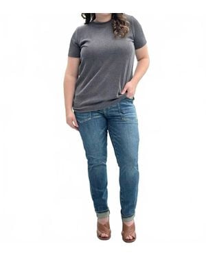 Tres Bien Radiantly Ribbed Crew Neck Tee - Blue