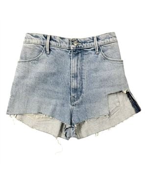 RTA High Rise Raw Hem Denim Shorts - Blue