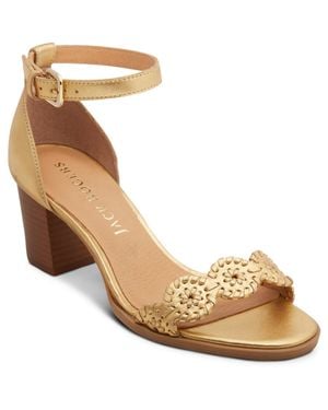 Jack Rogers Lauren Leather Ankle Strap Heels - Metallic