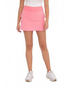 Mono B Micro-Perforated Ruffle Back Active Skort - Pink