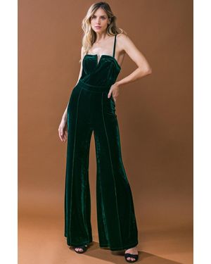 TRUEDAMES Blow A Kiss Velvet Jumpsuit - Blue
