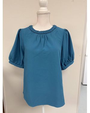 Voya Braided Band Short Sleeve Top - Blue