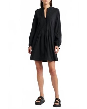Nation Ltd Ariana Pintuck Long Sleeve Organic Cotton Dress - Black
