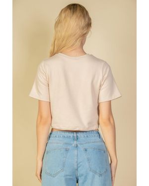 TRUEDAMES French Terry Toggle Drawstring Crop Top - Blue