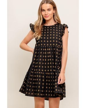 TRUEDAMES Polka Breeze Woven Mini Dress - Black