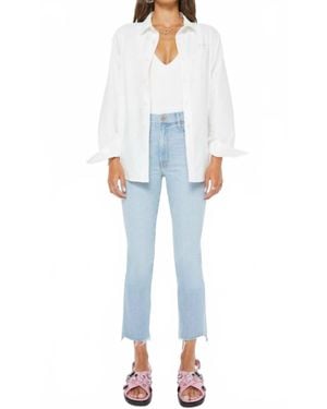 Mother Insider Crop Step Fray Jean - Blue