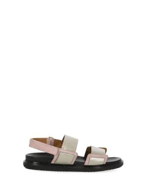 Marni Rear Belt Smooth Leather Sandals - White