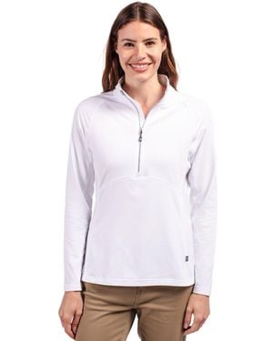 Cutter & Buck Adapt Eco Knit Stretch Recycled Half Zip Pullover Jacket - White