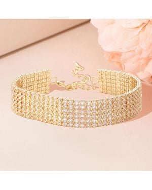 Fashnzfab 6 Rows Pave Cz Tennis Evening Bracelet - Natural