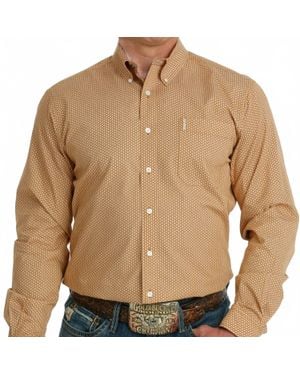 Cinch Modern Fit Vertical Geometric Western Shirt - Brown