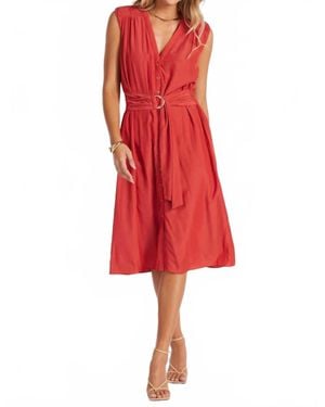Bishop + Young Satin Belted Dress - Red