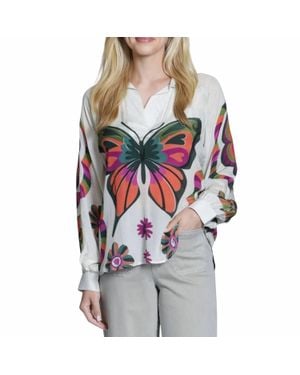 Apny Half-Plaket Pullover Blouse - Red