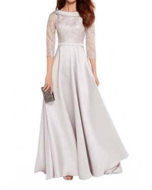 Alyce Paris Shimmering Sequin Boatneck Lace Gown - White