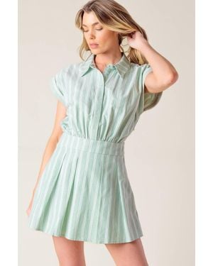 TRUEDAMES Bridget La France Woven Romper - Blue