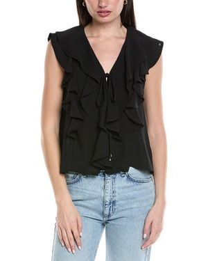 Avantlook Ruffle Bubble Crepe Blouse - Black