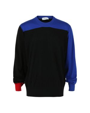 Ferragamo Colorblock Long Sleeve Cashmere Sweater - Blue