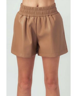 Trend:Notes Aly Faux Leather Shorts - Brown