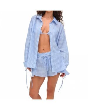 For Love & Lemons Gingham Button Down - Blue