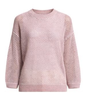 Peserico Loose Open-Knit Sweater With Honeycomb Pattern - Pink