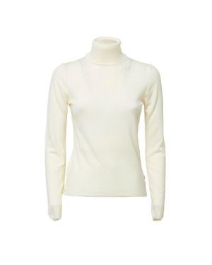 Zanone Slim Fit Fine Wool Turtleneck Sweater - White