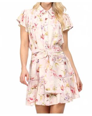 Fate Floral Belted Mini Dress - Pink