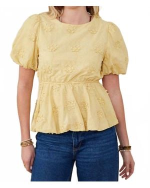 Hayden LA Lydia Crochet Eyelet Bubble Peplum Top - Natural