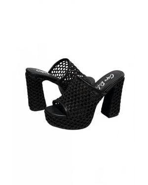 Cape Robbin Margette Knit High Block Heels - Black