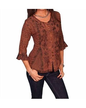 Scully Embroidered 3/4 Sleeve Blouse