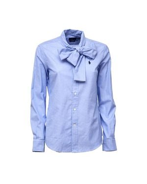 Polo Ralph Lauren Cotton Poplin Slim Blouse - Blue