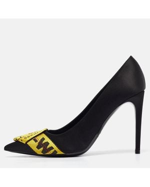 Off-White c/o Virgil Abloh Satin And Logo Canvas Commercial Bow Pumps - Blue