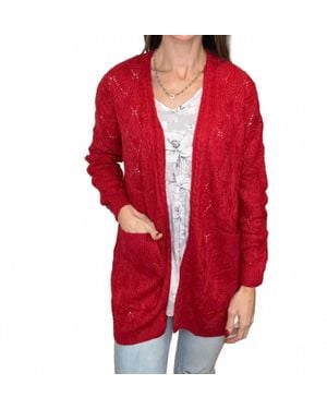 Michelle Mae Romona Open Knit Cardigan - Red