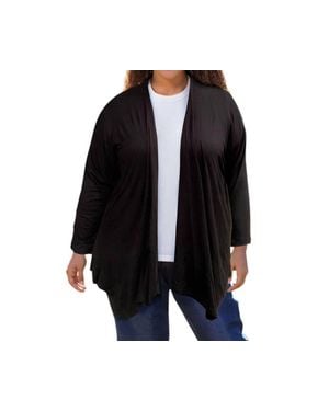 On The Plus Side Long Sleeve Draped Cardigan - Black