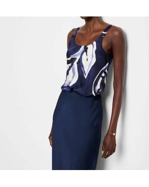 NIC+ZOE Watercolor Vines Camisole - Blue