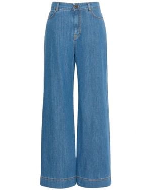 Weekend Wide-Leg Denim Jeans With High Waist And Five-Pocket Design - Blue
