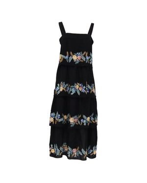 Vilshenko Salma Floral-Printed Midi Dress - Black