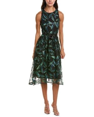 Tahari Printed Midi Dress - Green