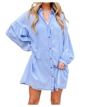 And The Why Have A Heart Chambray Dress - Blue