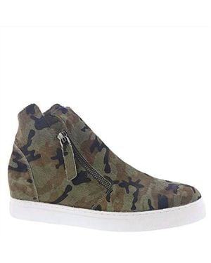 All Black Fur Top & Zip Wedge Sneakers - Brown