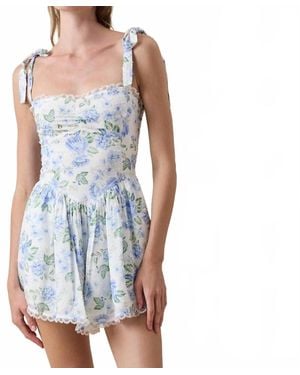 Sky To Moon Bloom Floral Romper - Blue