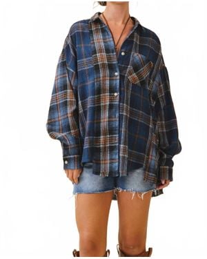 AEMI + CO Kambrie Plaid Flannel Shirt - Blue