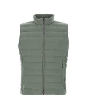Moorer Sleeveless Padded Nylon Vest With High Collar - Green