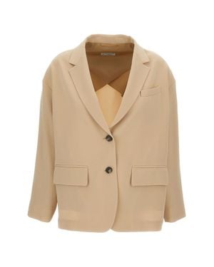Alberto Biani Cady Single-Breasted Jacket - Natural